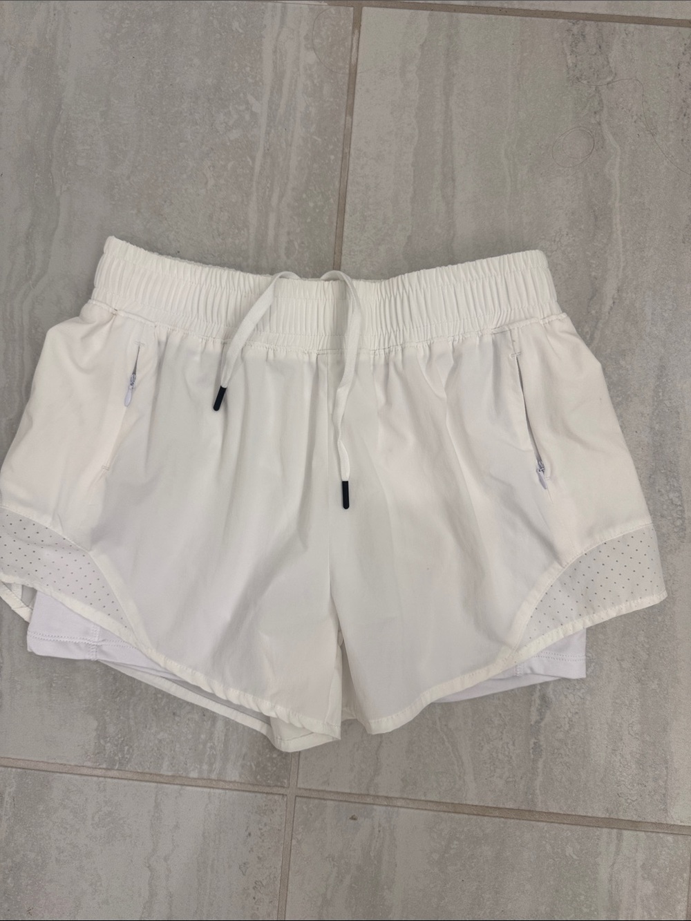 White Women’s Drawstring Athletic Shorts